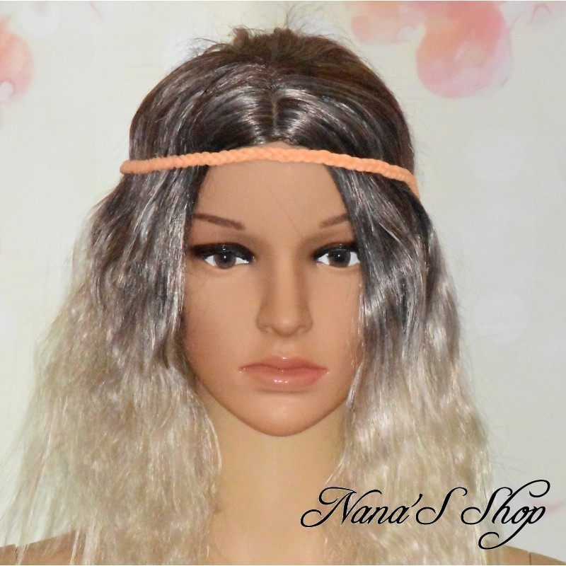 Headband tressé en suédine, coloris uni corail. Headband tressé en suédine, coloris uni corail.