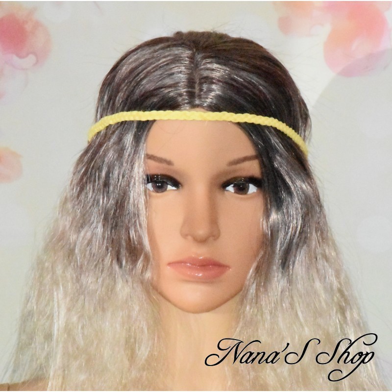 Headband tressé en suédine, coloris uni jaune. Headband tressé en suédine, coloris uni jaune.