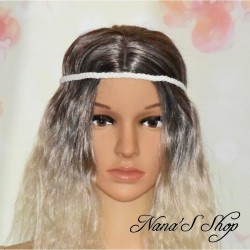 Headband tressé en suédine, coloris uni blanc.