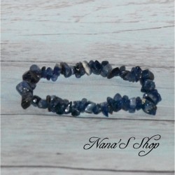 Bracelet élastique perles chips pierre sodalite, ton bleu.