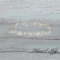Bracelet élastique perles chips pierre Quartz, transparent.