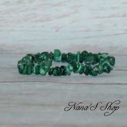 Bracelet élastique perles chips pierre Malachite, ton vert.