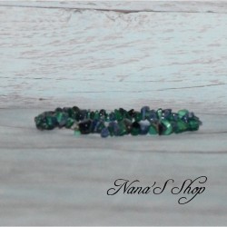 Bracelet élastique perles chips pierre Sodalite et Malachite, ton bleu et vert.