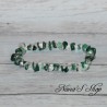 Bracelet élastique perles chips pierre Malachite et Quartz, ton vert et transparent.