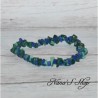 Bracelet élastique perles chips pierre Malachite et Lapis Lazulis, ton vert et bleu.