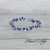 Bracelet élastique perles chips pierre Quartz et Lapis Lazulis, ton transparent et bleu.