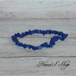 Bracelet élastique perles chips pierre Lapis Lazulis, ton bleu.