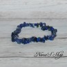 Bracelet élastique perles chips pierre Sodalite et Lapis Lazulis, ton bleu.