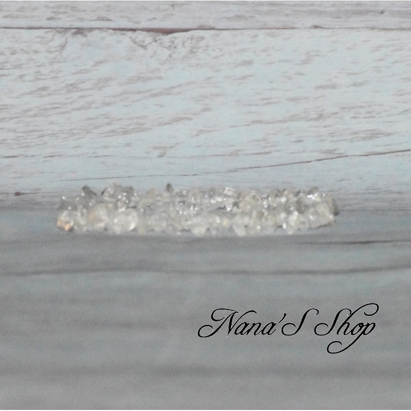 Bracelet élastique perles chips pierre Quartz, transparent.