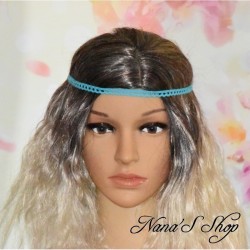 Headband en dentelle, coloris bleu lagon.