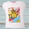 T-shirt fille,  impression singe et strass, coloris blanc.