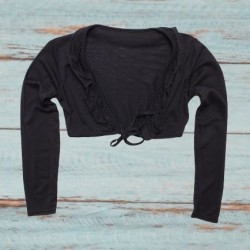 Boléro fin fille, à manches longues, Coloris noir.
