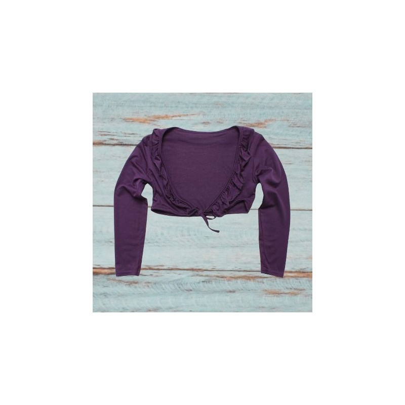 Boléro fin fille, à manches longues, Coloris violet. Boléro fin fille, à manches longues, Coloris violet.
