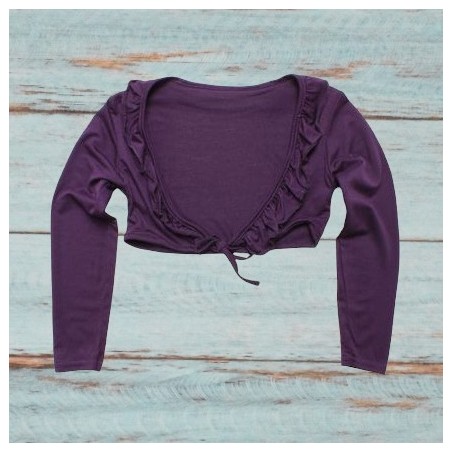 Boléro fin fille, à manches longues, Coloris violet. Boléro fin fille, à manches longues, Coloris violet.