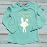 T-shirt fille, à manches longues, Lapin, coloris vert.