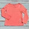 T-shirt fille, à manches longues, avec sequins, coloris corail.