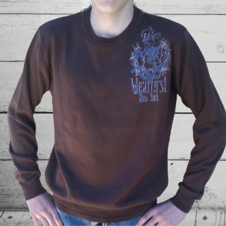 Pull homme, col rond, Wearfirst, coloris Marron.