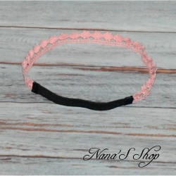 Headband en dentelle, coloris rose.