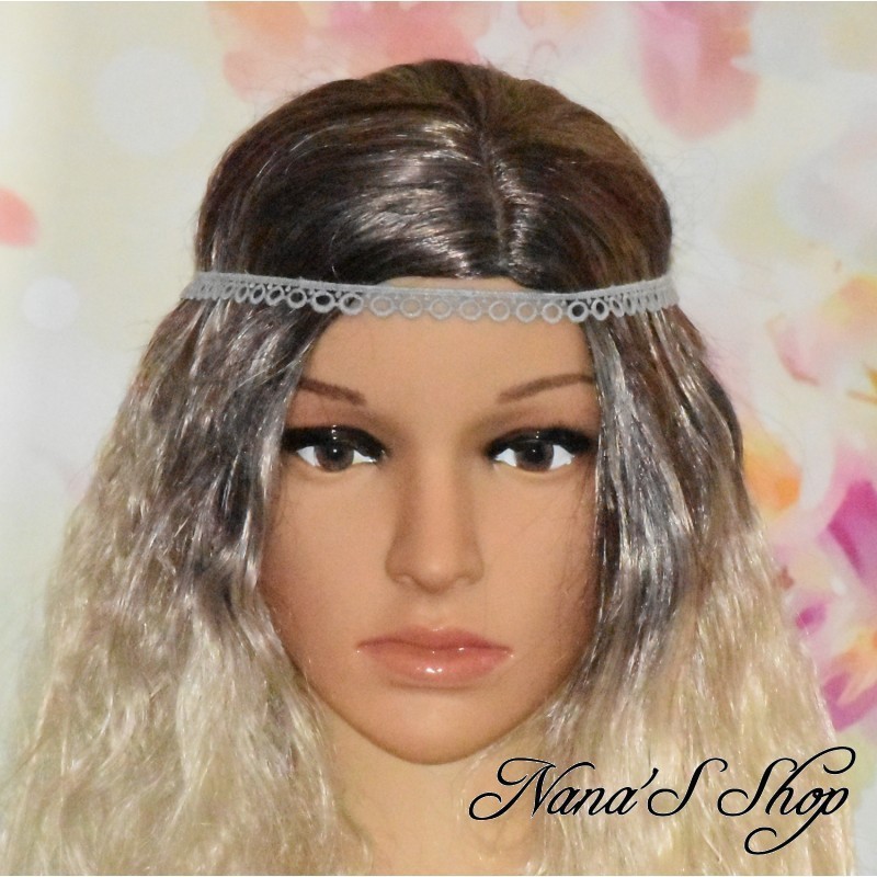 Headband en dentelle, petit rond, différents coloris gris. Headband en dentelle, petit rond, différents coloris gris.