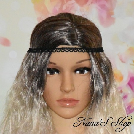 Headband en dentelle, petit rond, différents coloris noir.