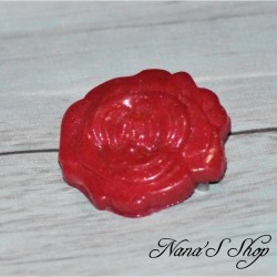 Parure broche "Rose" en pâte polymère, coloris rouge.