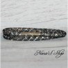 Collier / bracelet double, fine résille noire, effet stardust, coloris argent.