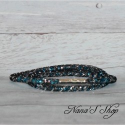 Collier / bracelet double, fine résille noire, effet stardust, coloris bleu.