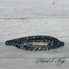 Collier / bracelet double, fine résille noire, effet stardust, coloris bleu.
