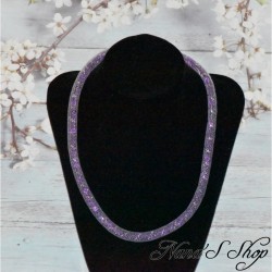 Collier fantaisie, grosse résille blanche, Stardust, coloris violet.