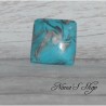 Bague fantaisie, en pâte polymère, couleur vive, forme carré, coloris bleu.