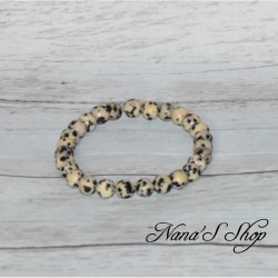 Bracelet élastique perles en pierre Jaspe Dalmatien.