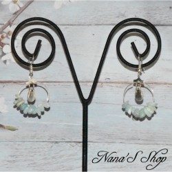 Boucles d'oreilles pierre Amazonite, tons vert menthe.