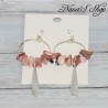 Boucles d'oreilles longues pierre Rhodonite, tons rose.