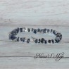 Bracelet élastique perles chips pierre Quartz et Sodalite, ton transparent et bleu.