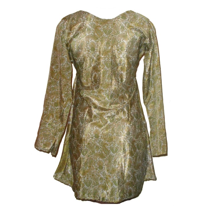 Tunique à manches longues, en soie, coloris vert anis.