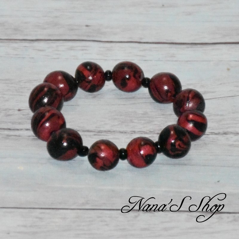 Bracelet grosse perles colorées, pâte polymère, couleur vive, coloris rouge. Bracelet grosse perles colorées, pâte polymère, couleur vive, coloris rouge.