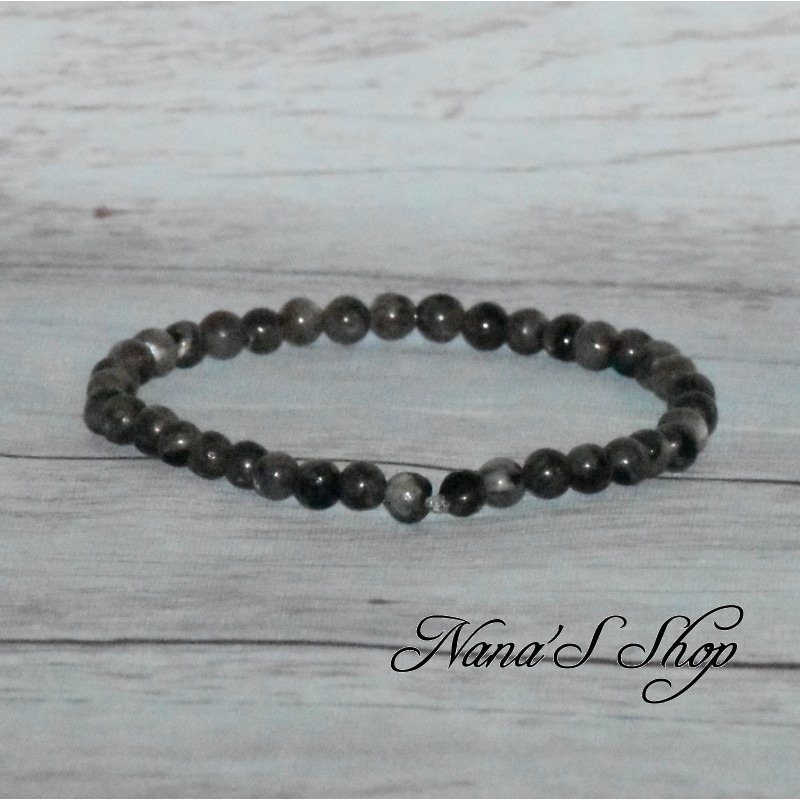 Bracelet élastique fin, perles en pierre Labradorite, tons gris. Bracelet élastique fin, perles en pierre Labradorite, tons gris.