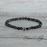 Bracelet élastique fin, perles en pierre  Labradorite, tons gris.