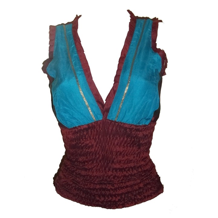 Top en soie, différents coloris, coloris bleu.