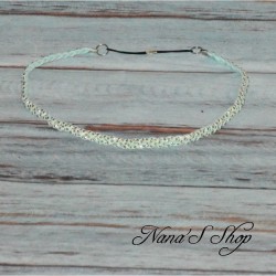Headband tressé en suédine strass doré, coloris vert menthe.